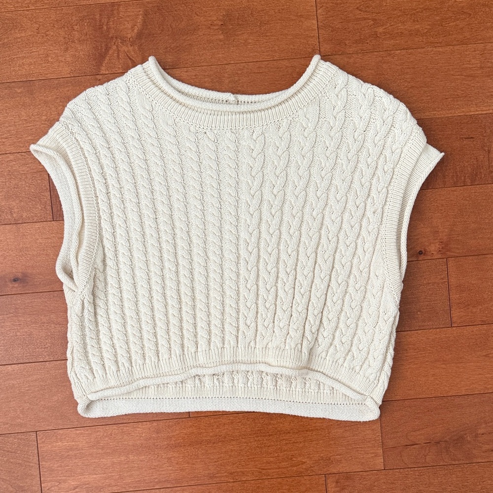 Zara Cream Cable Knit Sleeveless Top
